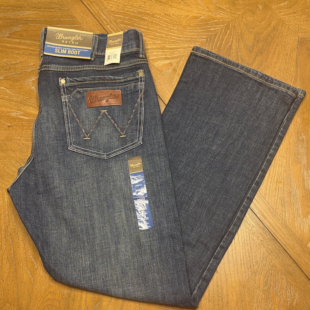 Wrangler Slim Boot Jeans in Dark Blue Denim